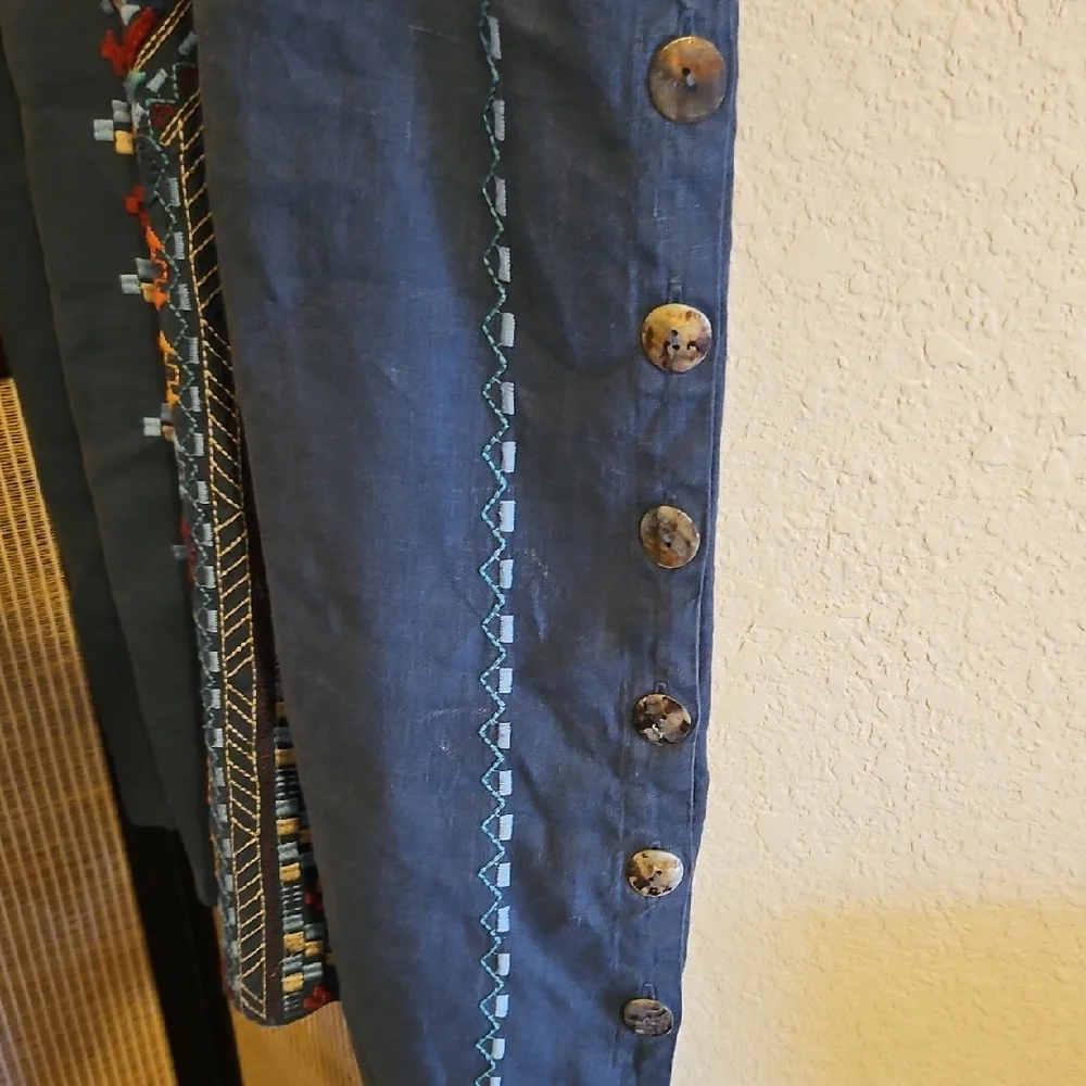 Johnny Was Multicolor Embroidered Linen Dress - Picture 5 of 10